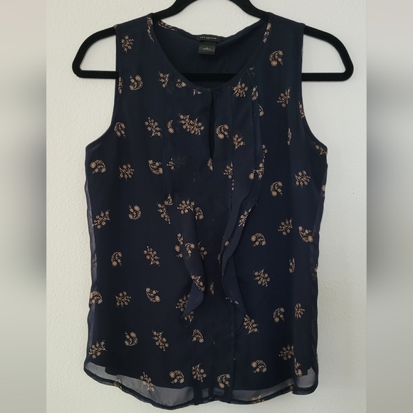 Ann Taylor Tops - Ann Taylor Sleeveless Top Size Small Navy Blue.